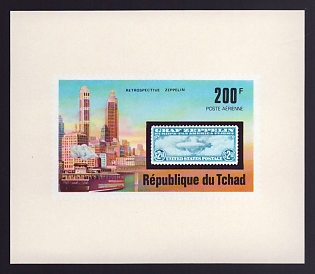 1977 200fr Chad 'US, NYC' Airmail Proof Sheetlet, Epreuve de Luxe, French Community Deluxe Presentation Miniature Sheet
