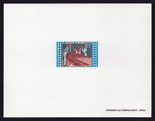 1970 25fr Congo 'Hand-printing textiles' Proof Sheetlet, Epreuve de Luxe, French Community Deluxe Presentation Miniature Sheet
