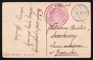 1917 (7 Apr) Polish Legion in Austro-Hungarian Army, Picture Postcard Grodzisk, Red Postmark of the Polish Army – Recruitment Inspection in Grodzisk