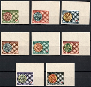 1954 Marian Year 1954, Ukraine, Underground Post, Imperforate Corner Marginal Complete Set, Watermark, Feduk #261-268