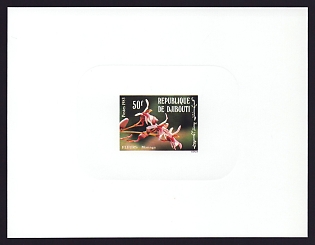 1983 50fr Djibouti 'Local Flowers' Sunken Proof Sheetlet, Epreuve de Luxe, French Community Deluxe Presentation Miniature Sheet