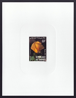 1983 55fr Djibouti 'Local Flowers' Sunken Proof Sheetlet, Epreuve de Luxe, French Community Deluxe Presentation Miniature Sheet
