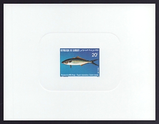 1986 20fr Djibouti 'Fish, Red Sea' Sunken Proof Sheetlet, Epreuve de Luxe, French Community Deluxe Presentation Miniature Sheet