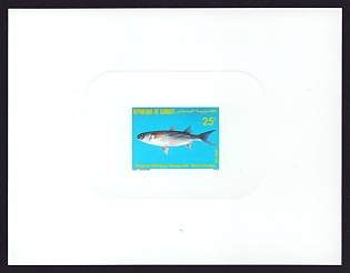1986 25fr Djibouti 'Valamugil seheli' Sunken Proof Sheetlet, Epreuve de Luxe, French Community Deluxe Presentation Miniature Sheet