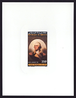 1982 250fr Djibouti 'George Washington' Sunken Airmail Proof Sheetlet, Epreuve de Luxe, French Community Deluxe Presentation Miniature Sheet