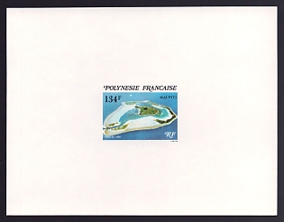 1981 134fr French Polynesia 'Maupiti' Proof Sheetlet, Epreuve de Luxe, French Community Deluxe Presentation Miniature Sheet