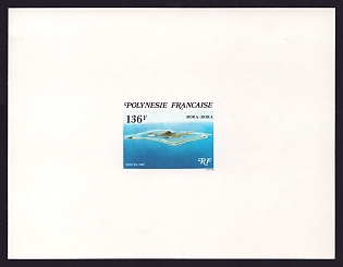 1981 136fr French Polynesia 'Bora-Bora' Proof Sheetlet, Epreuve de Luxe, French Community Deluxe Presentation Miniature Sheet