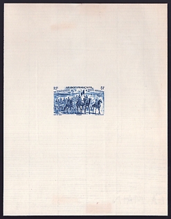 1946 5fr French West Africa 'Chad to Rhine Issue' Airmail Trial Color Proof Sheetlet, Epreuve de Luxe, French Community Deluxe Presentation Miniature Sheet