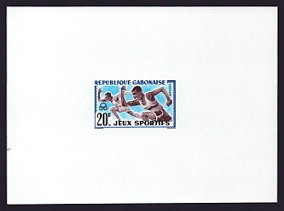 1962 20fr Gabon 'Abidjan Games Issue' Proof Sheetlet, Epreuve de Luxe, French Community Deluxe Presentation Miniature Sheet