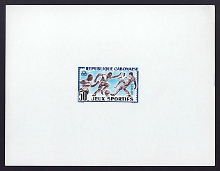 1962 50fr Gabon 'Abidjan Games Issue' Proof Sheetlet, Epreuve de Luxe, French Community Deluxe Presentation Miniature Sheet