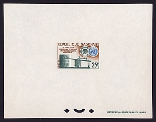 1964 25fr Gabon 'Barograph and WMO Emblem' Proof Sheetlet, Epreuve de Luxe, French Community Deluxe Presentation Miniature Sheet