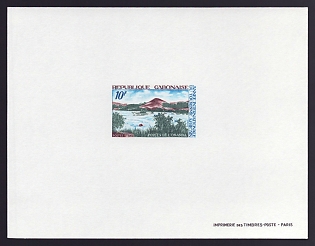 1969 10fr Gabon 'Okanda Gap' Proof Sheetlet, Epreuve de Luxe, French Community Deluxe Presentation Miniature Sheet