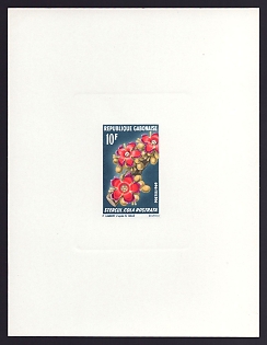 1969 10fr Gabon 'Cola rostrate (Sterculiaceae)' Sunken Proof Sheetlet, Epreuve de Luxe, French Community Deluxe Presentation Miniature Sheet