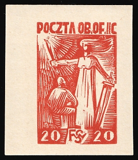 1942 20f Woldenberg, Poland, POCZTA OB.OF.II C, WWII Camp Post, Proof