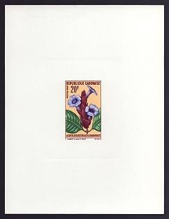 1969 20fr Gabon 'Dischistocalyx grandifolius (Acanthaceae)' Sunken Proof Sheetlet, Epreuve de Luxe, French Community Deluxe Presentation Miniature Sheet