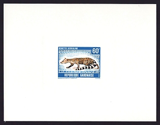 1970 60fr Gabon 'Sevaline genet' Sunken Proof Sheetlet, Epreuve de Luxe, French Community Deluxe Presentation Miniature Sheet