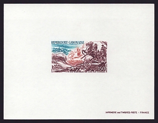 1976 150fr Gabon 'Battle of New York' Airmail Proof Sheetlet, Epreuve de Luxe, French Community Deluxe Presentation Miniature Sheet