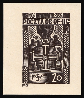 20f Woldenberg, Poland, POCZTA OB.OF.II C, WWII Camp Post, Proof