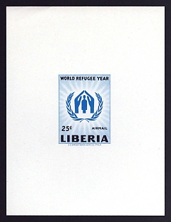 1960 25c Liberia 'World Refugee Year Emblem' Proof Sheetlet, Epreuve de Luxe, French Community Deluxe Presentation Miniature Sheet