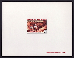 1972 15fr Malagasy 'Merina costume' Proof Sheetlet, Epreuve de Luxe, French Community Deluxe Presentation Miniature Sheet