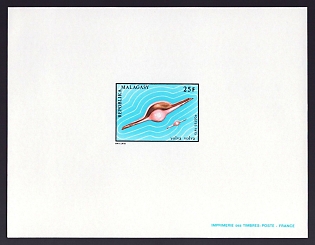 1973 25fr Malagasy 'Volva Volva' Proof Sheetlet, Epreuve de Luxe, French Community Deluxe Presentation Miniature Sheet