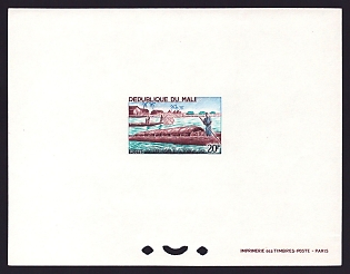 1966 20fr Mali 'Commercial fishing boats' Proof Sheetlet, Epreuve de Luxe, French Community Deluxe Presentation Miniature Sheet