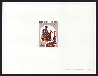 1974 80fr Mali 'Sculptor' Proof Sheetlet, Epreuve de Luxe, French Community Deluxe Presentation Miniature Sheet