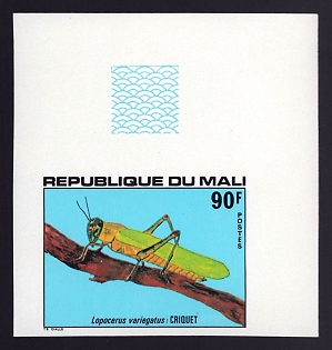 1978 90fr Mali 'Cricket' Trial Color Proof Imperforate