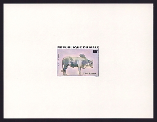 1982 60fr Mali 'Zebu' Proof Sheetlet, Epreuve de Luxe, French Community Deluxe Presentation Miniature Sheet