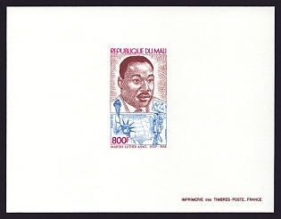 1983 800fr Mali 'Martin Luther King' Proof Sheetlet, Epreuve de Luxe, French Community Deluxe Presentation Miniature Sheet