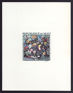 1968 300fr Mali 'Bouquet, by Delarcroix' Sunken Airmail Proof Sheetlet, Epreuve de Luxe, French Community Deluxe Presentation Miniature Sheet