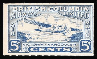 1928 5c British Columbia Airways LTD, Operated between Vancouver and Victoria, Canada, Airmail