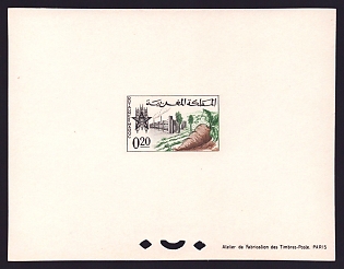 1963 20c Morocco 'Sugar Beet and Sugar Refinery, Sidi Slimane' Proof Sheetlet, Epreuve de Luxe, French Community Deluxe Presentation Miniature Sheet