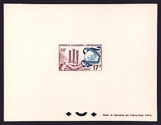 1963 17fr New Caledonia 'Wheat Emblem and Globe' Proof Sheetlet, Epreuve de Luxe, French Community Deluxe Presentation Miniature Sheet