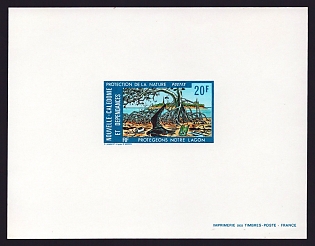 1976 20fr New Caledonia 'Polluted Shore' Proof Sheetlet, Epreuve de Luxe, French Community Deluxe Presentation Miniature Sheet