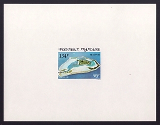 1981 134fr French Polynesia 'Maupiti' Proof Sheetlet, Epreuve de Luxe, French Community Deluxe Presentation Miniature Sheet