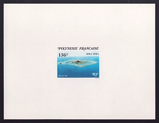 1981 136fr French Polynesia 'Bora-Bora' Proof Sheetlet, Epreuve de Luxe, French Community Deluxe Presentation Miniature Sheet