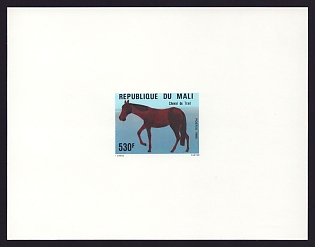 1985 530fr Mali 'Horse from Trait' Proof Sheetlet, Epreuve de Luxe, French Community Deluxe Presentation Miniature Sheet