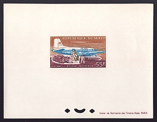 1963 55fr Mali 'National Line plane loading' Airmail Proof Sheetlet, Epreuve de Luxe, French Community Deluxe Presentation Miniature Sheet