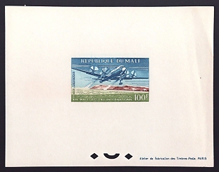 1963 100fr Mali 'Intl. Line Vickers Viscount in flight' Airmail Proof Sheetlet, Epreuve de Luxe, French Community Deluxe Presentation Miniature Sheet