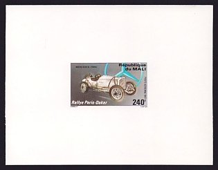 1983 240fr Mali 'Paris-Dakar Auto Race' Airmail Proof Sheetlet, Epreuve de Luxe, French Community Deluxe Presentation Miniature Sheet