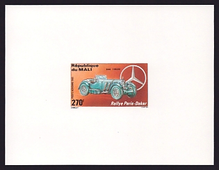 1983 270fr Mali 'Paris-Dakar Auto Race' Airmail Proof Sheetlet, Epreuve de Luxe, French Community Deluxe Presentation Miniature Sheet
