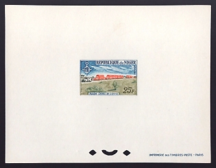 1964 25fr Niger 'Mobile Medical Unit' Proof Sheetlet, Epreuve de Luxe, French Community Deluxe Presentation Miniature Sheet
