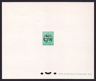 1949 60c Reunion 'Stamps of France, 1945-49' Trial Color Proof Sheetlet, Epreuve de Luxe, French Community Deluxe Presentation Miniature Sheet