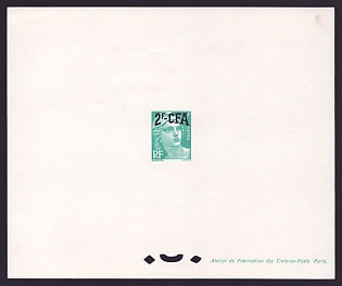 1949 2fr Reunion 'Stamps of France, 1945-49' Trial Color Proof Sheetlet, Epreuve de Luxe, French Community Deluxe Presentation Miniature Sheet