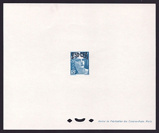 1949 2.50fr Reunion 'Stamps of France, 1945-49' Trial Color Proof Sheetlet, Epreuve de Luxe, French Community Deluxe Presentation Miniature Sheet