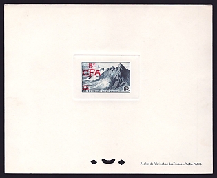 1949 5fr Reunion 'Stamps of France, 1945-49' Sunken Proof Sheetlet, Epreuve de Luxe, French Community Deluxe Presentation Miniature Sheet