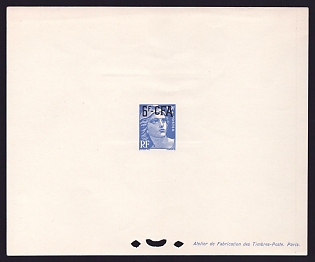 1949 6fr Reunion 'Stamps of France, 1945-49' Trial Color Proof Sheetlet, Epreuve de Luxe, French Community Deluxe Presentation Miniature Sheet