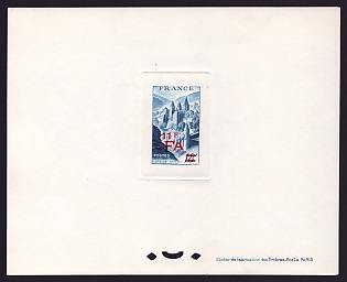1949 11fr Reunion 'Stamps of France, 1945-49' Sunken Proof Sheetlet, Epreuve de Luxe, French Community Deluxe Presentation Miniature Sheet