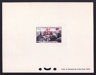 1951-52 8fr Reunion 'Stamps of France, 1951-52' Sunken Proof Sheetlet, Epreuve de Luxe, French Community Deluxe Presentation Miniature Sheet